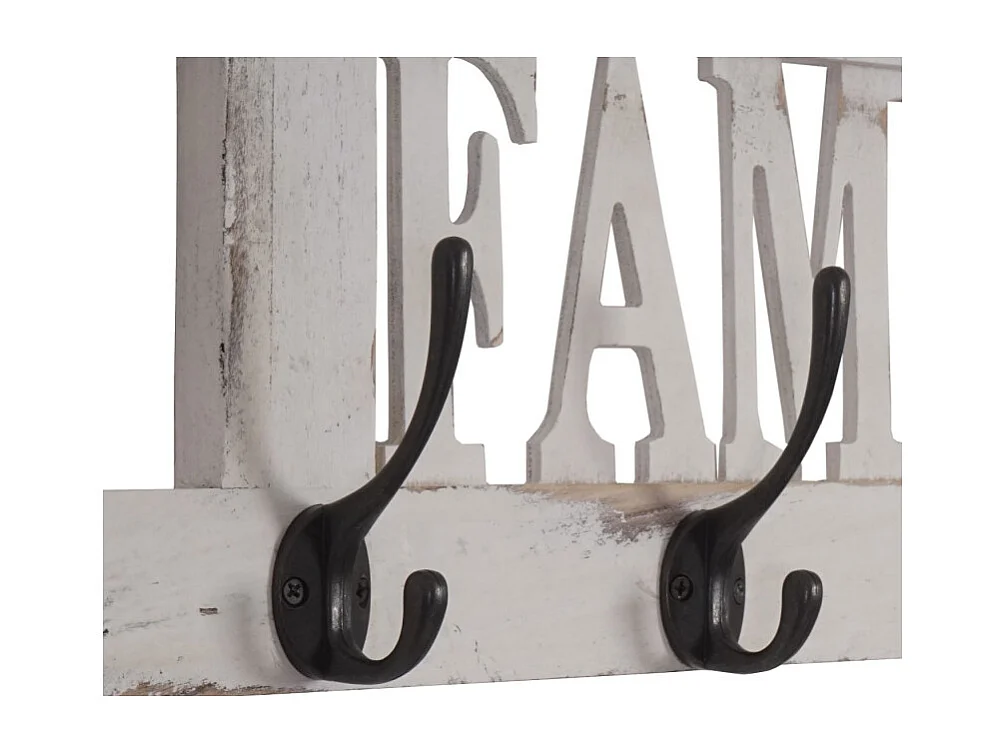 Garde-robe murale Family, planche vestiaire, style shabby, vintage, 60x20cm - blanc