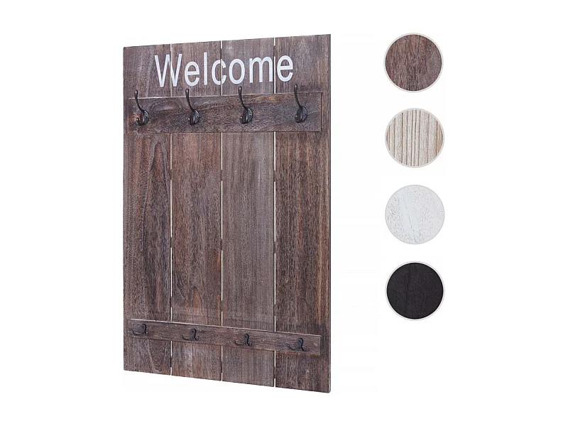 Portemanteau mural HWC-C89, WELCOME, 91x60cm - brun naturel shabby