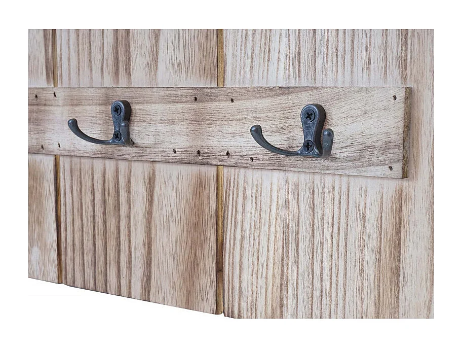 Portemanteau mural HWC-C89, WELCOME, 91x60cm - brun naturel shabby