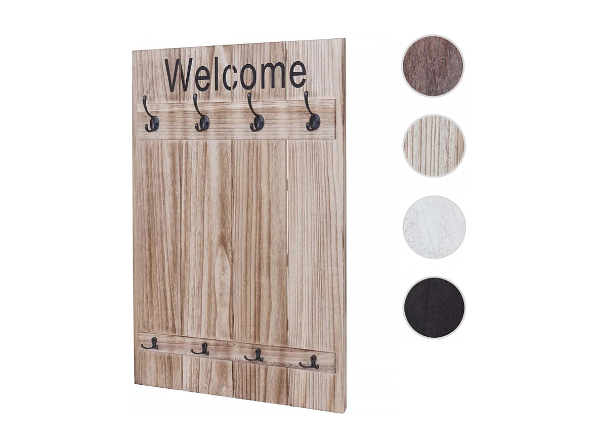 Portemanteau mural HWC-C89, WELCOME, 91x60cm - brun naturel shabby