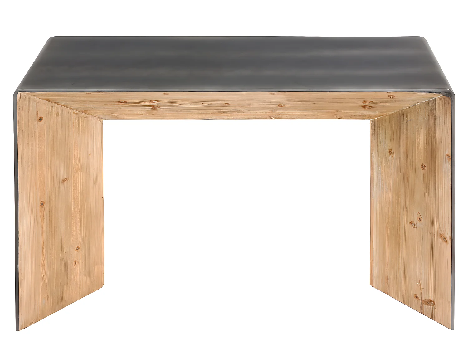 Table console HWC-L76 - table de téléphone table d'appoint - bois massif industriel MVG - 80x120x40cm naturel avec aspect métal