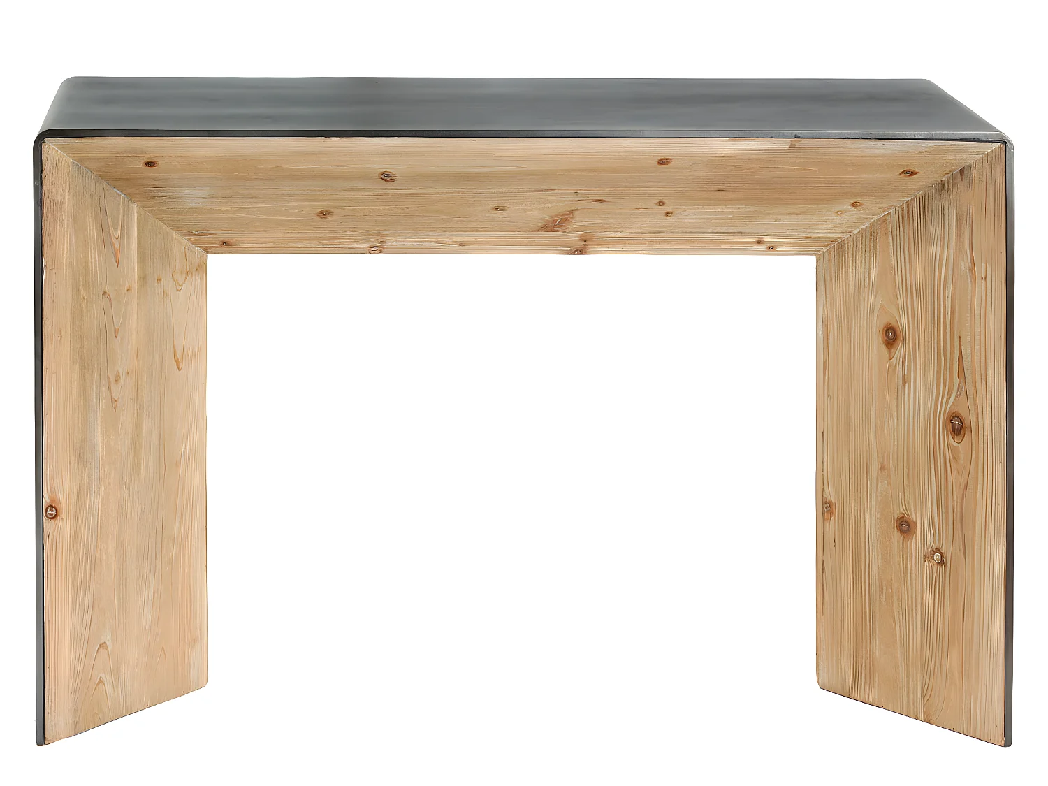 Table console HWC-L76 - table de téléphone table d'appoint - bois massif industriel MVG - 80x120x40cm naturel avec aspect métal
