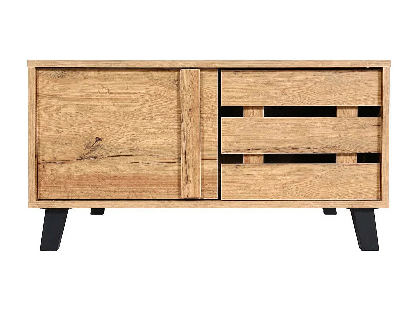 Table basse HWC-M46, Table de salon Table d'appoint, 2 compartiments de rangement 43x81x81cm, teinte naturelle