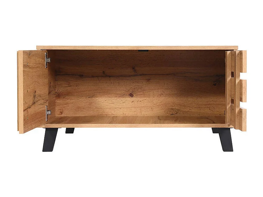 Table basse HWC-M46, Table de salon Table d'appoint, 2 compartiments de rangement 43x81x81cm, teinte naturelle