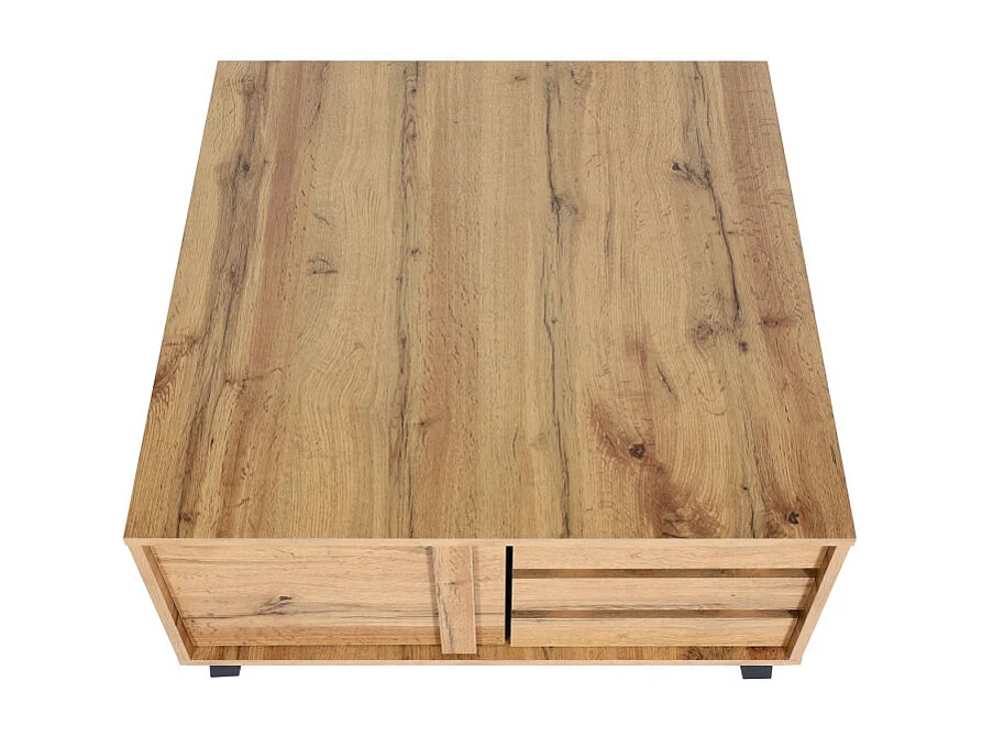 Table basse HWC-M46, Table de salon Table d'appoint, 2 compartiments de rangement 43x81x81cm, teinte naturelle