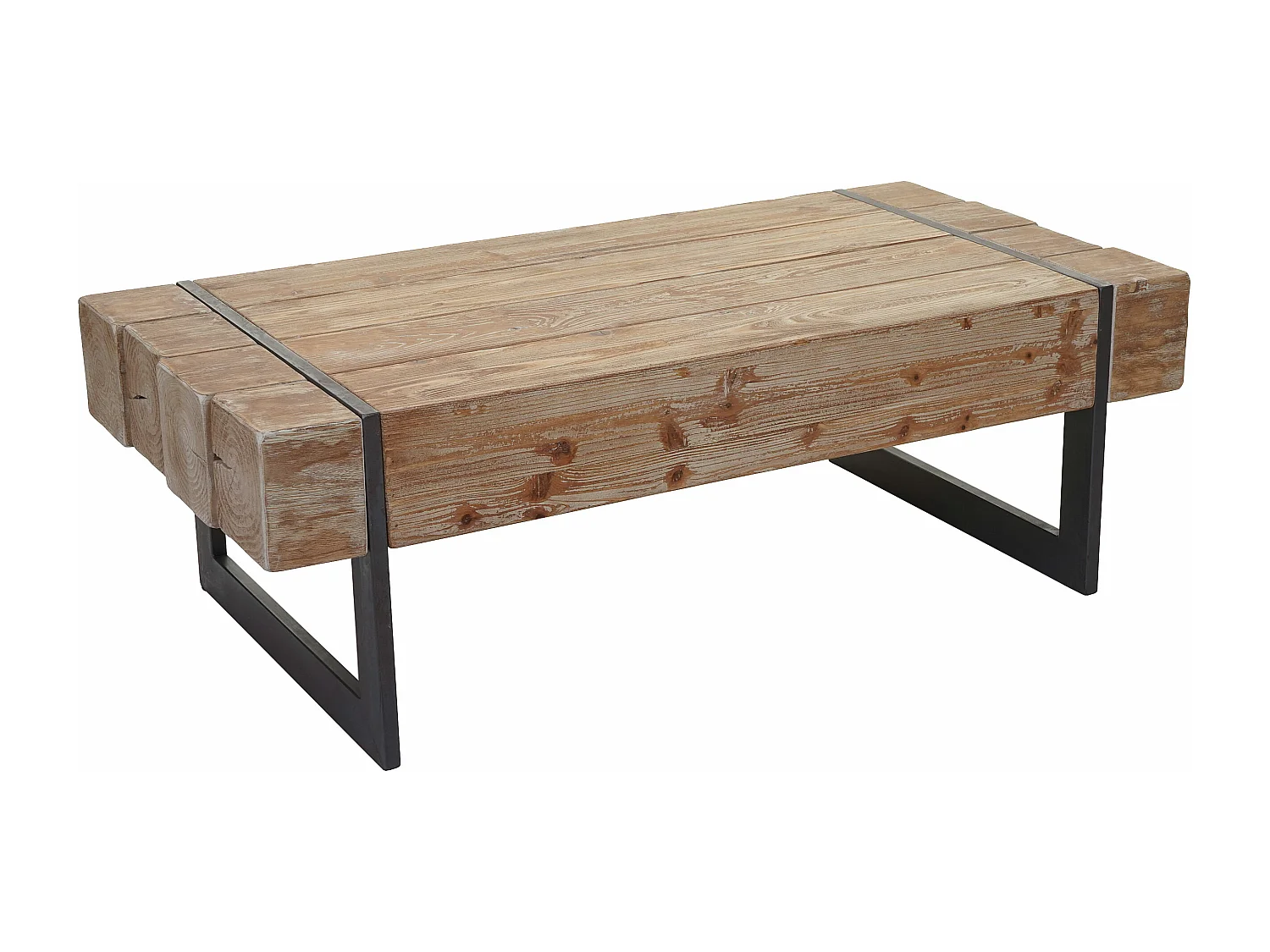 Table basse de salon HWC-A15, sapin massif rustique 40x120x60cm