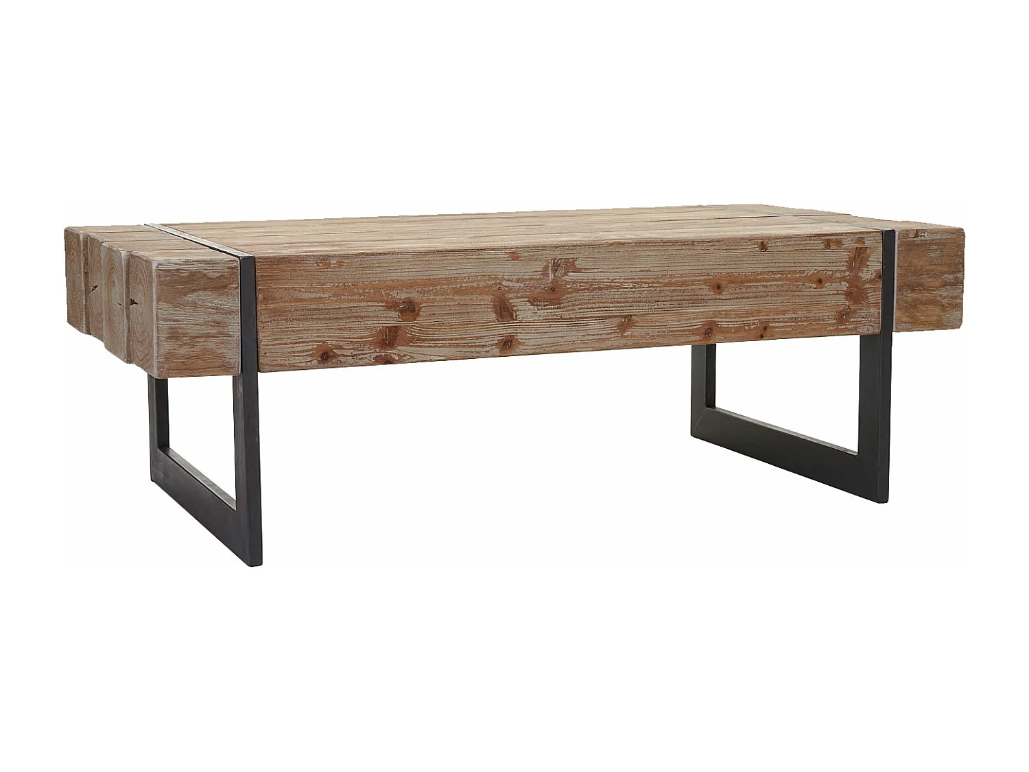 Table basse de salon HWC-A15, sapin massif rustique 40x120x60cm