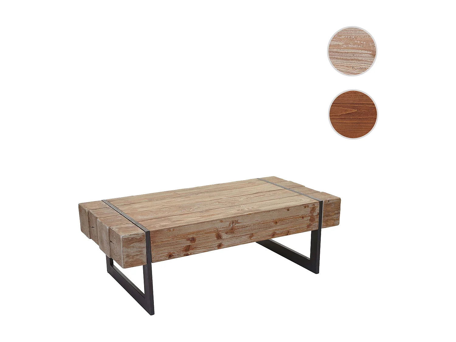 Table basse de salon HWC-A15, sapin massif rustique 40x120x60cm