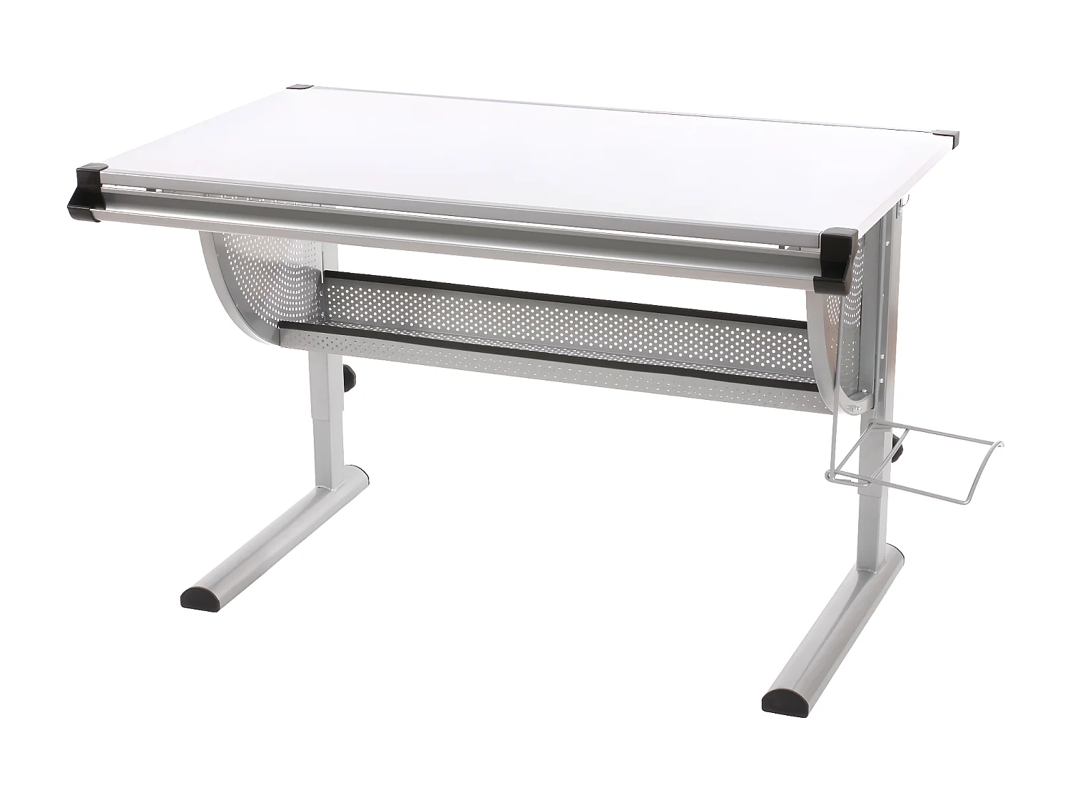 Bureau enfant Oxford, plateau inclinable, hauteur réglable, blanc