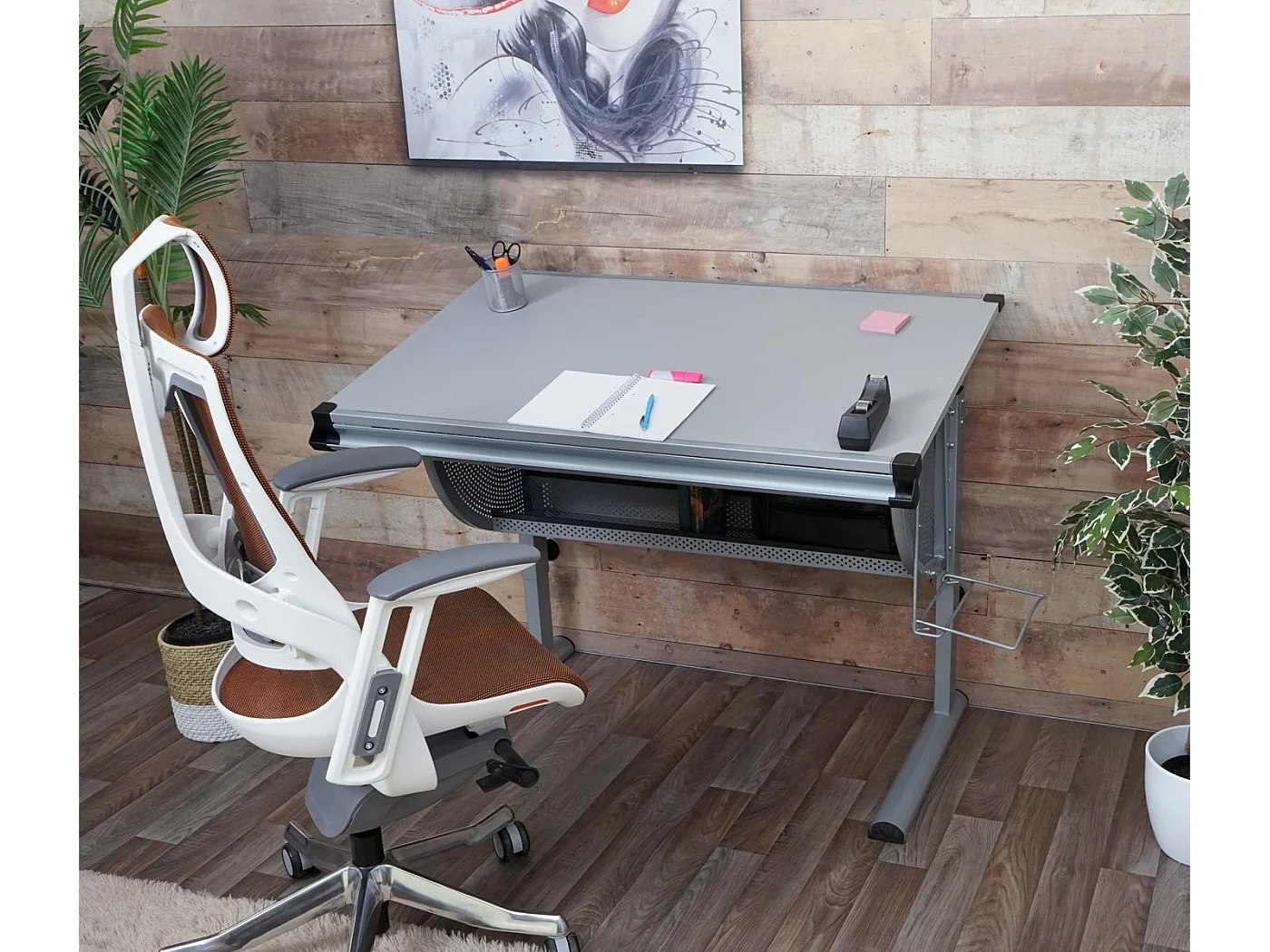 Bureau d'enfant OXFORD, réglable en hauteur, inclinable - nature, hêtre