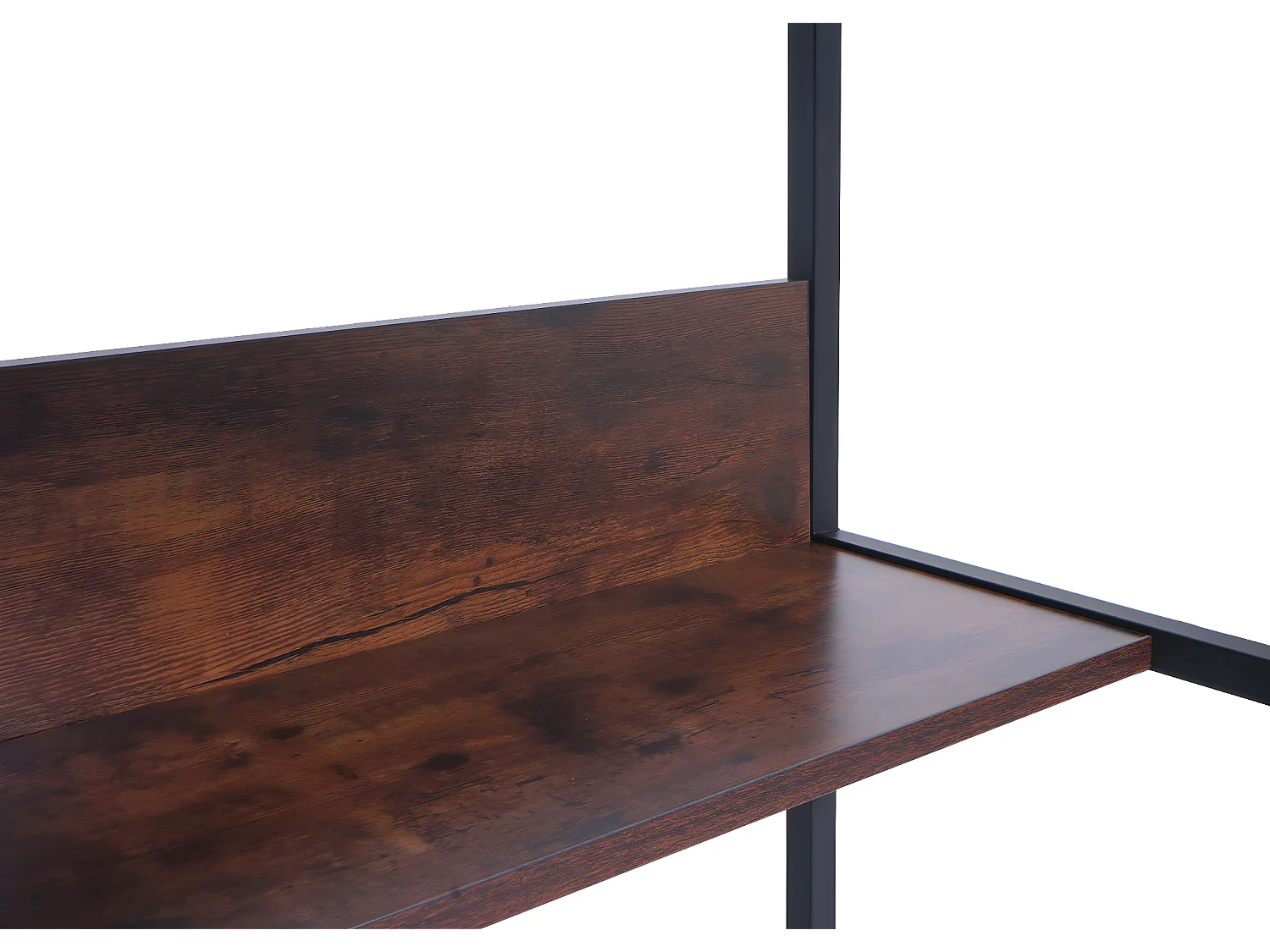 Scrivania tavolo tavolino ufficio HWC-K80 metallo MDF melaminico 120x60cm legno scuro