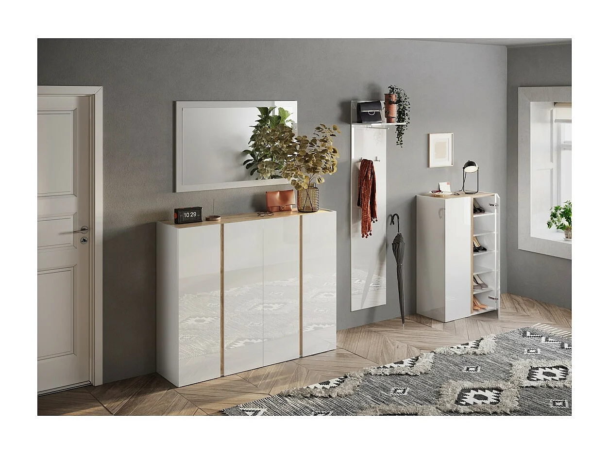 Design-Eingangsspiegel, 110x68 cm, Kollektion KEY, mit glänzend weiß lackiertem Rahmen