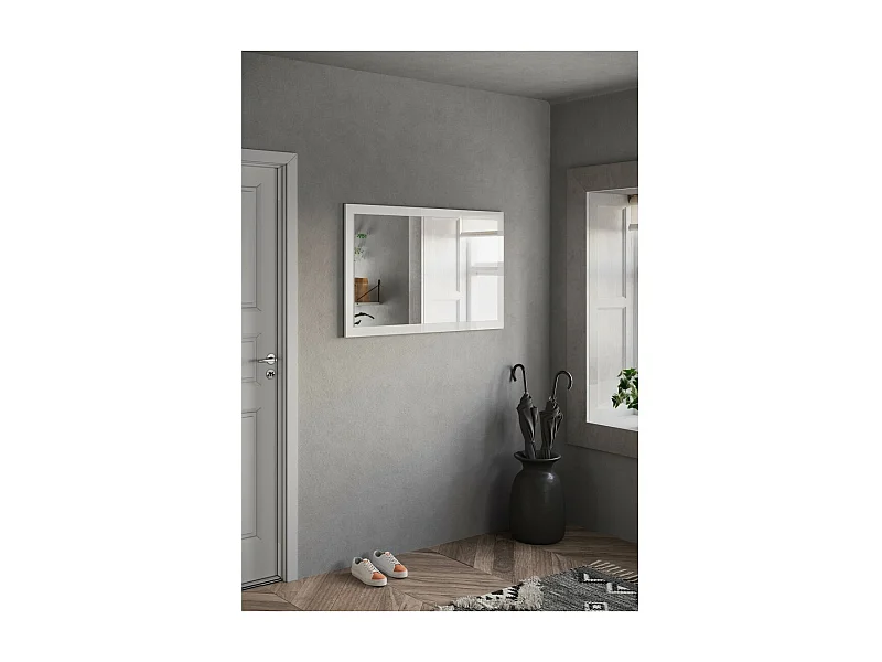 Miroir d'entrée design, 110x68 cm, collection KEY, contour blanc brillant laqué
