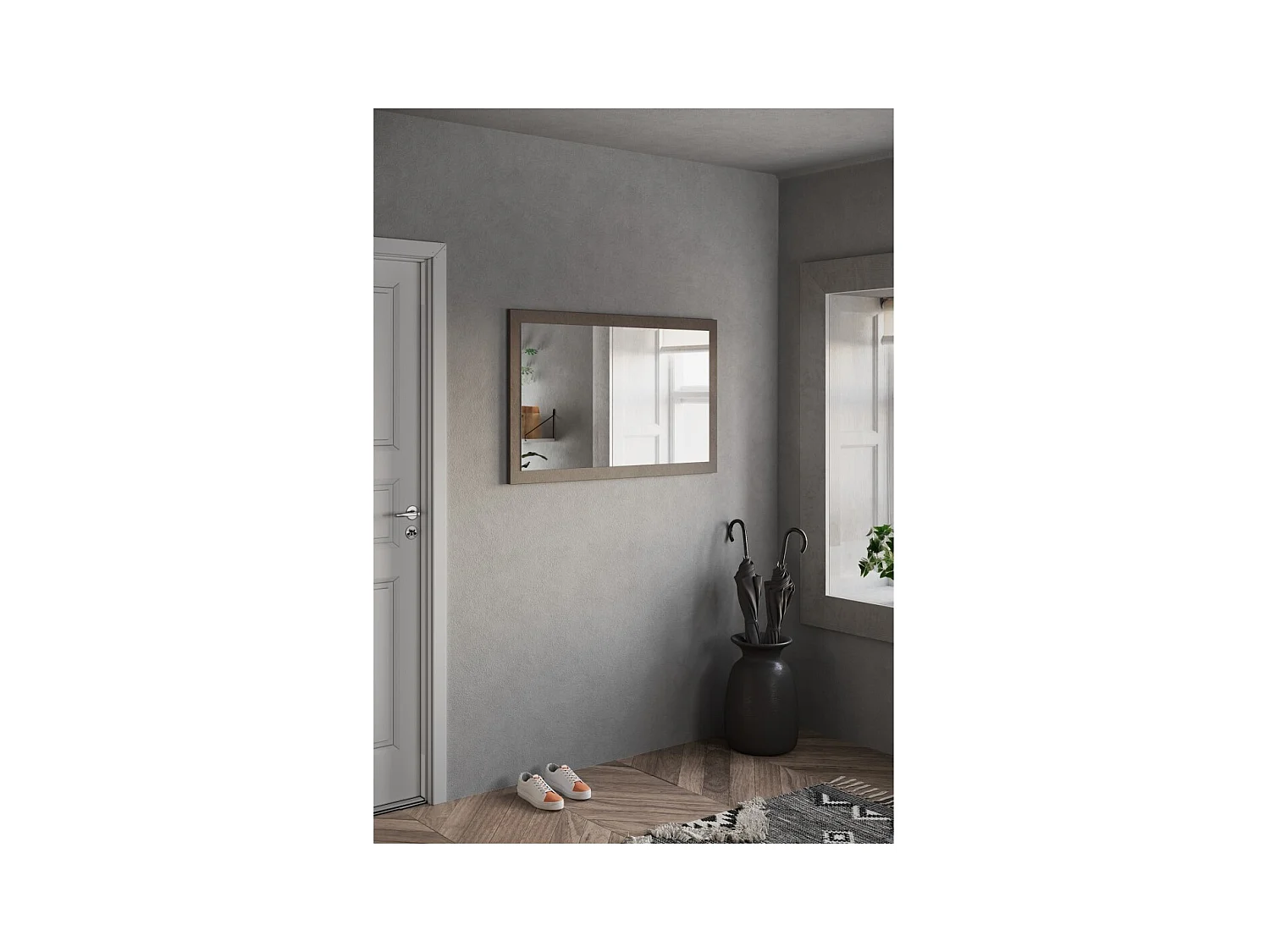 Design-Eingangsspiegel, 110x68 cm, Kollektion KEY, brauner Rahmen