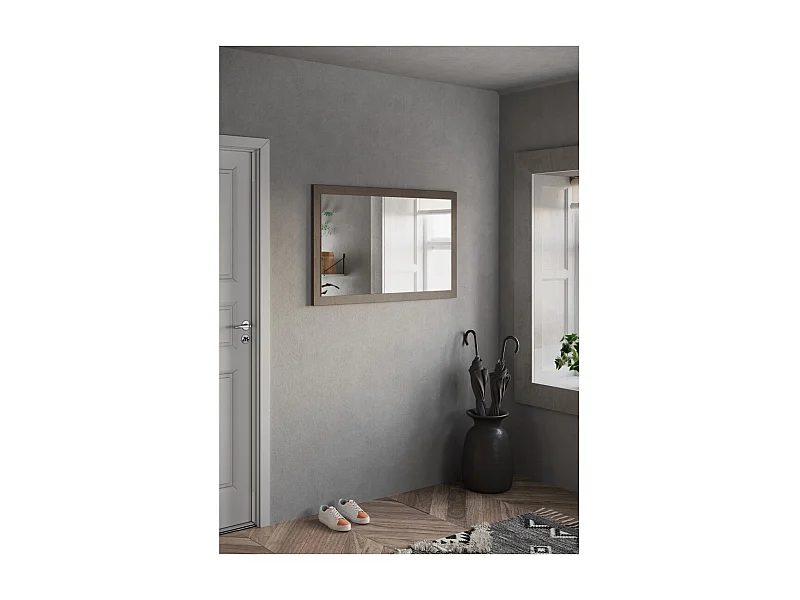 Espelho de entrada design, 110x68 cm, coleção KEY, contorno marrom.