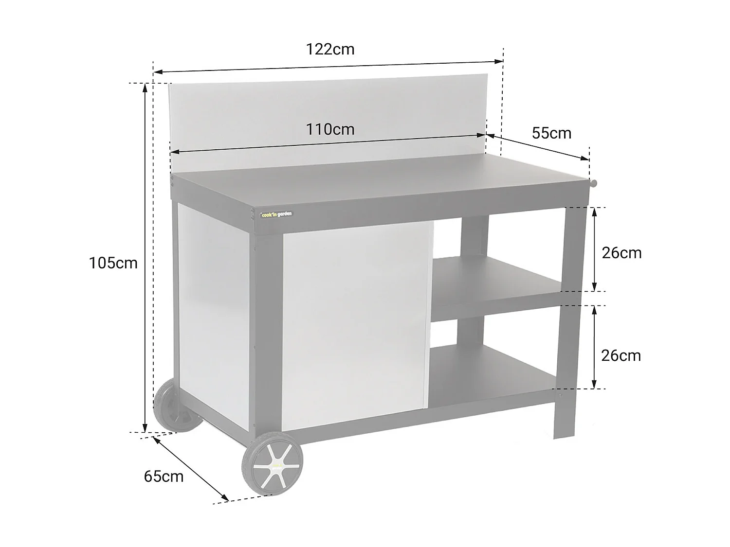Credenza NOVA nera per piastra - COOK'IN GARDEN