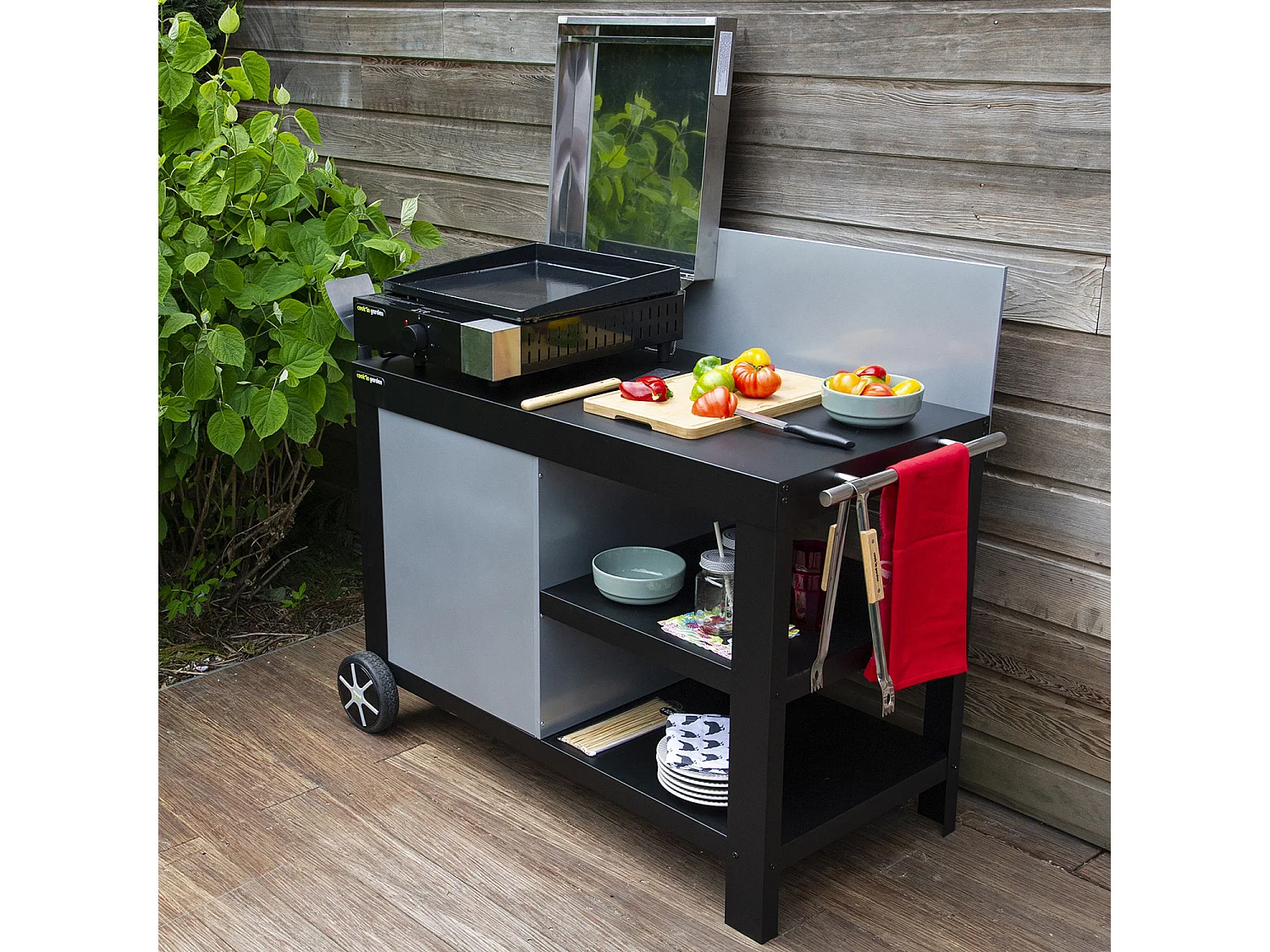 Credenza NOVA nera per piastra - COOK'IN GARDEN