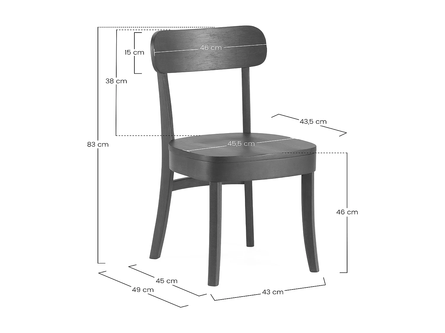 Set van 2 stoelen Nala Kleur Eikenhout, Massief Hout