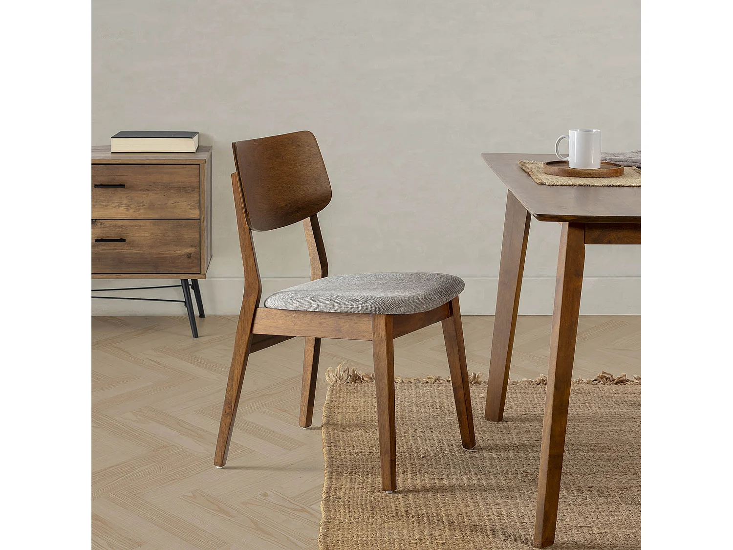 Set van 2 stoelen Susi Kleur Walnoot, Massief Hout
