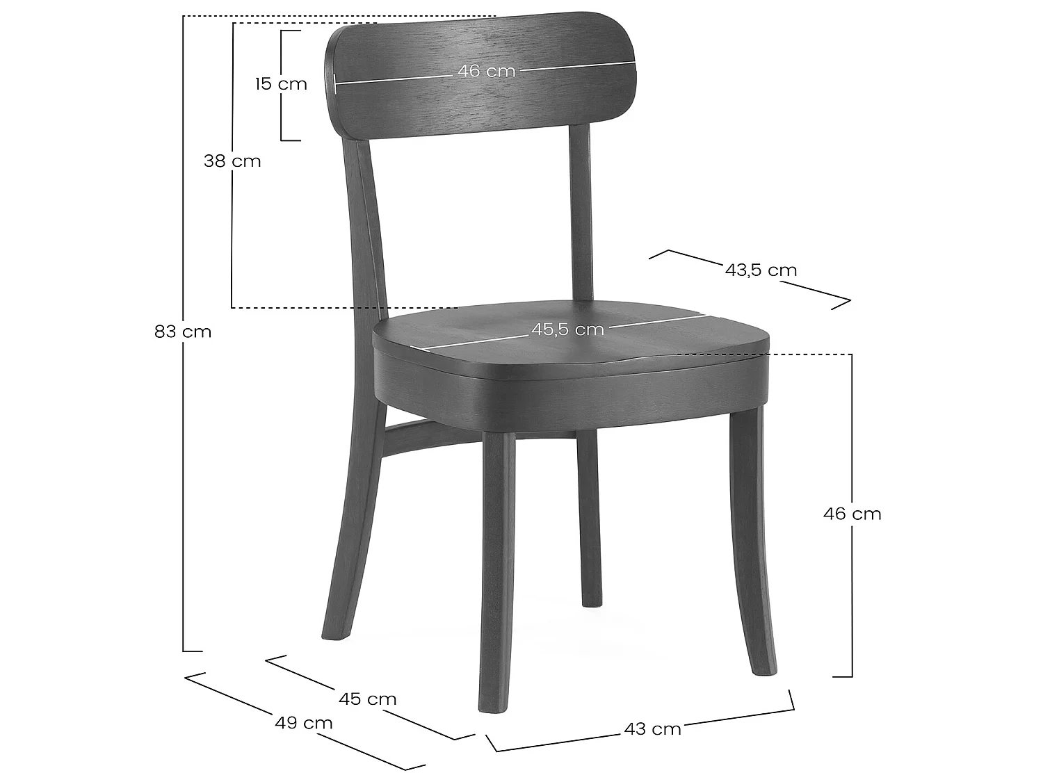 Set di 2 sedie Nala colore nero lavato, legno massello