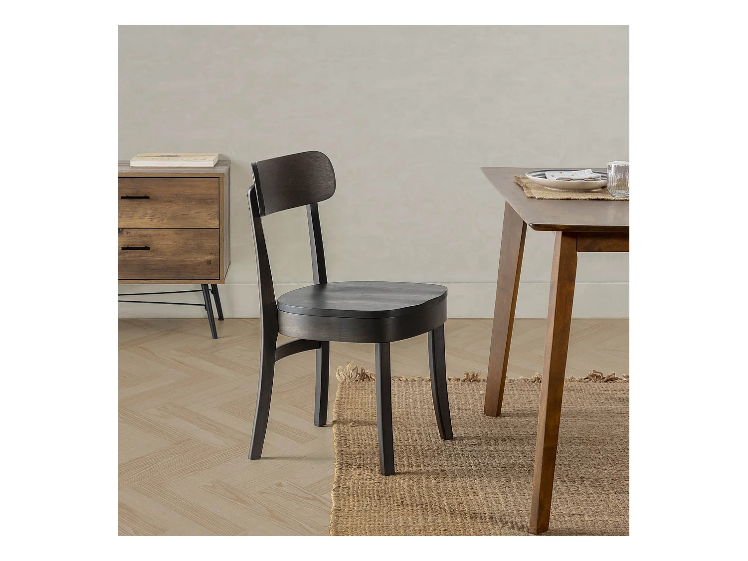 Pack 2 sillas Nala Color Negro, Madera Maciza