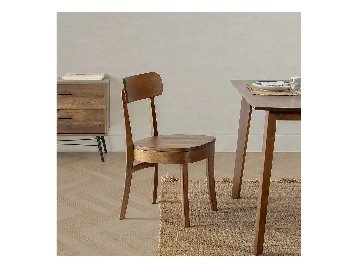 Pack 2 sillas Nala Color Nogal, Madera Maciza