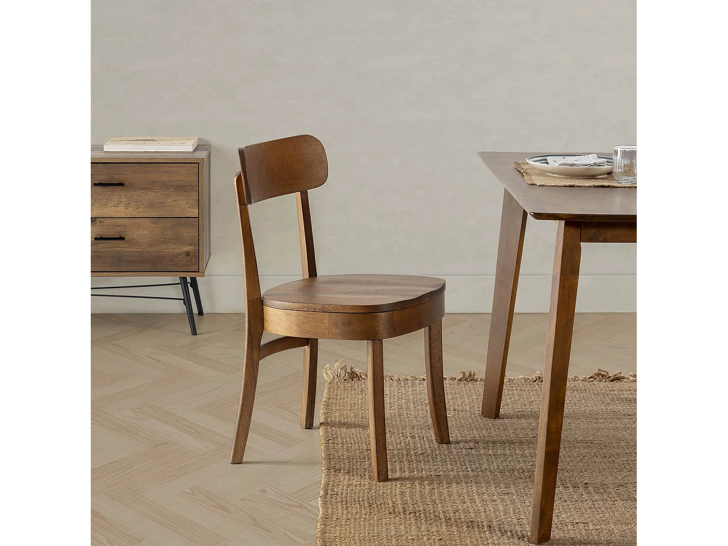 Set van 2 stoelen Nala Kleur Walnoot, Massief Hout