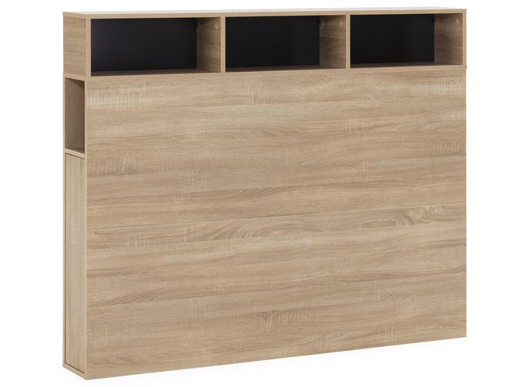 Hoofdeinde Bed Zeus 165 cm met opbergruimte Eiken, 2 Deuren 9 Vakken