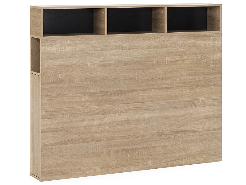 Tête de lit Zeus 145 cm chêne, 2 portes 6 trous