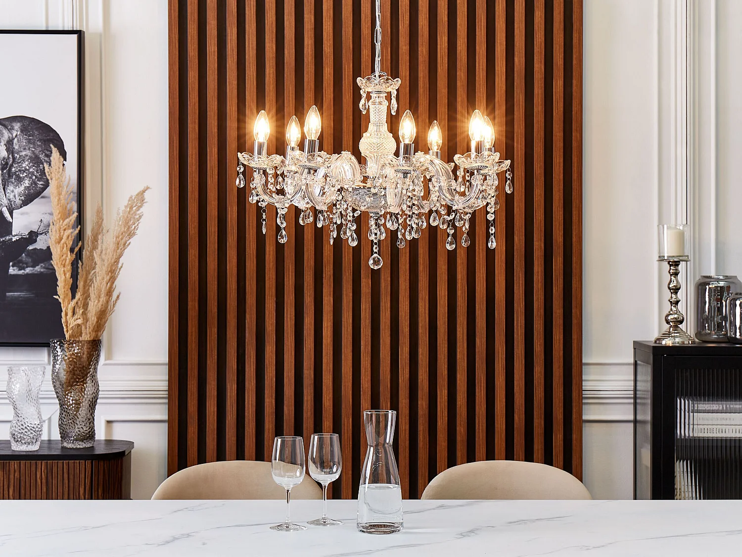 Lustre à 8 lumières en verre transparent LIVENZA