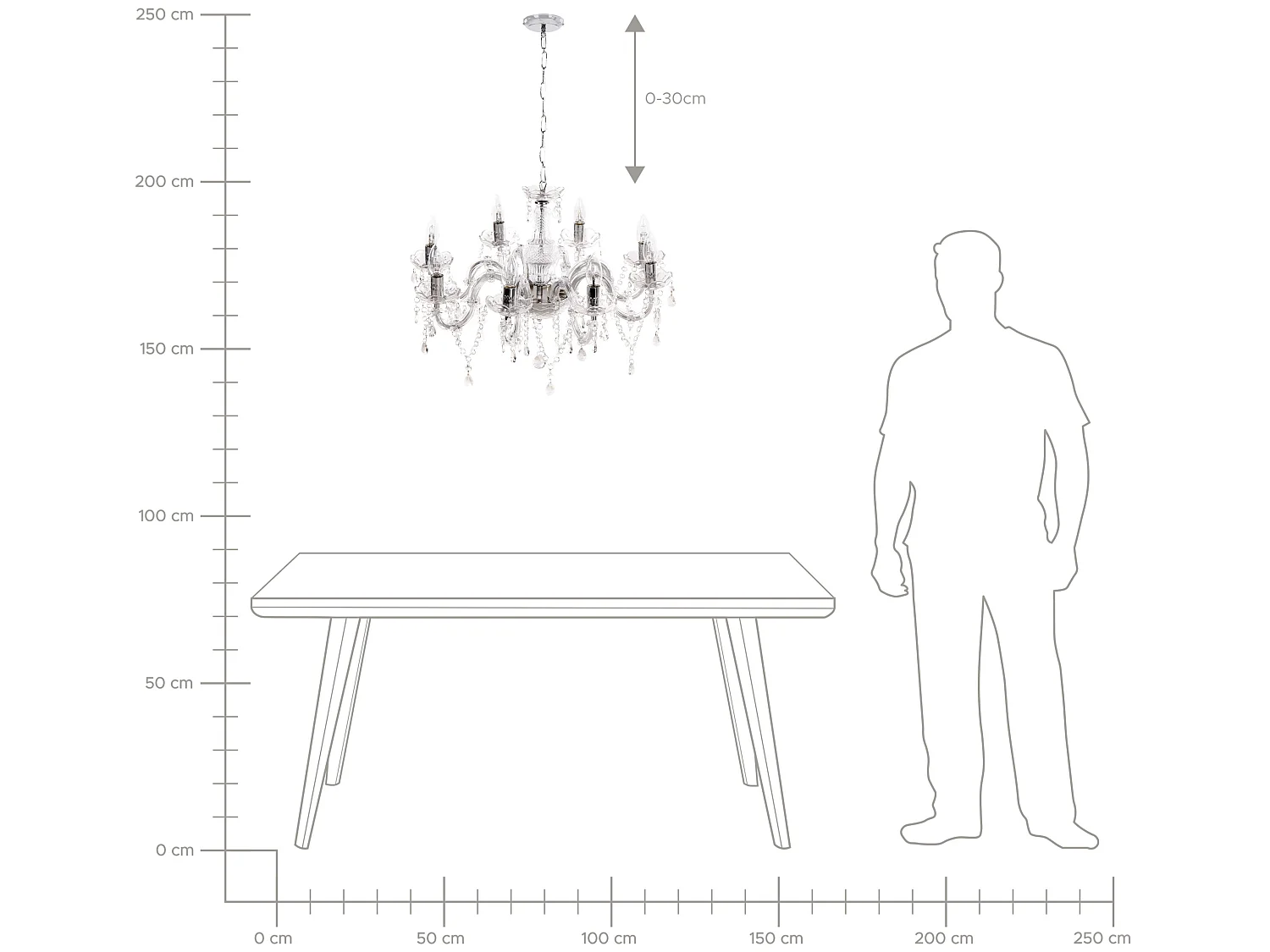 Lustre à 8 lumières en verre transparent LIVENZA