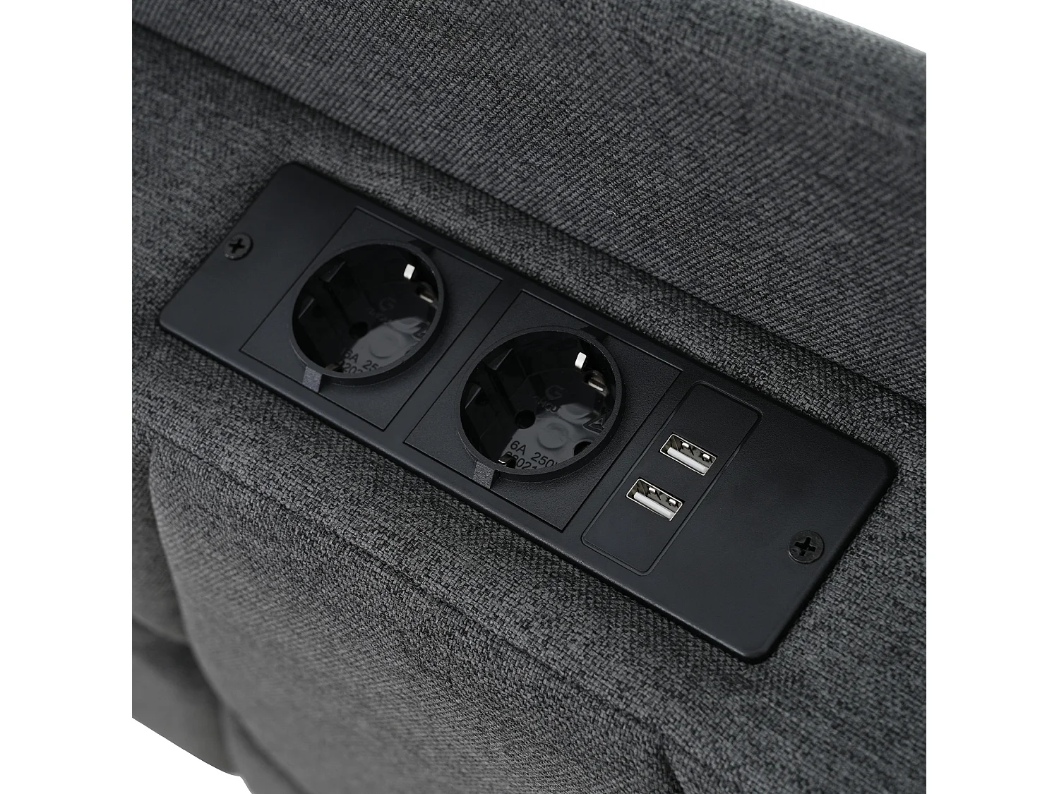 Lit double renbourré 140x200cm en lin avec 4 tiroirs et ports de recharge USB - sommier à lattes - Gris (matelas non inclus)