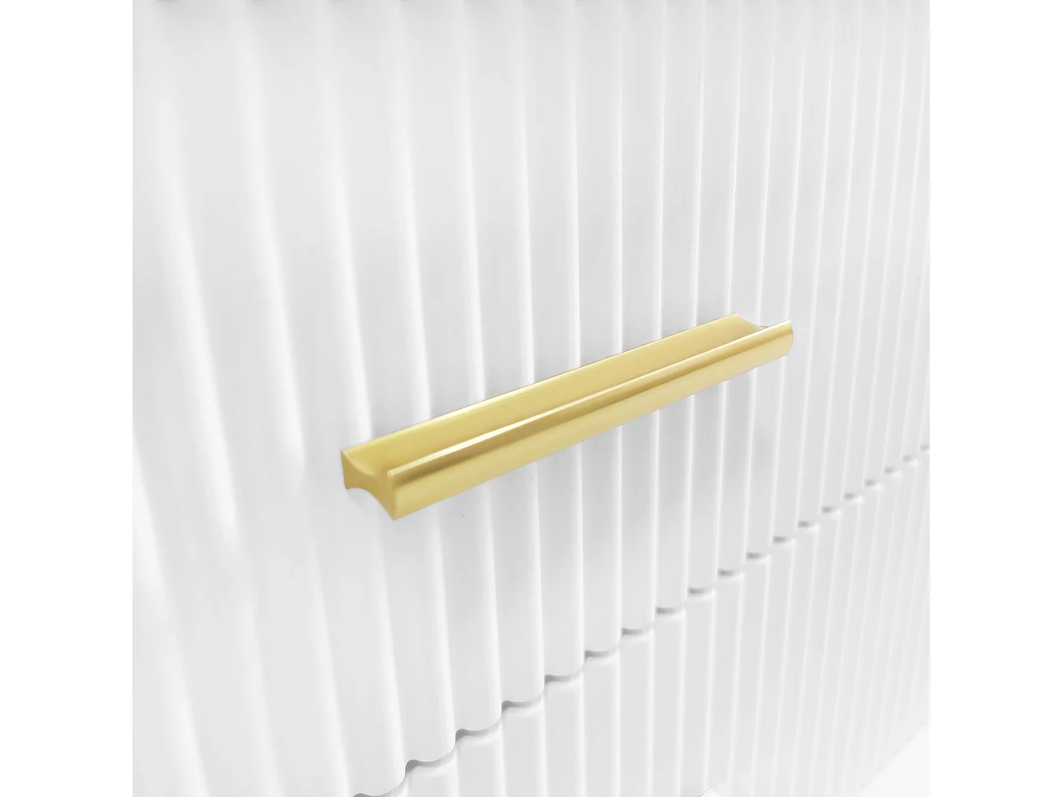 Tavolino scandinavo - 2 cassetti e 2 ante - LED integrato - impiallacciatura con motivo marmo - Bianco