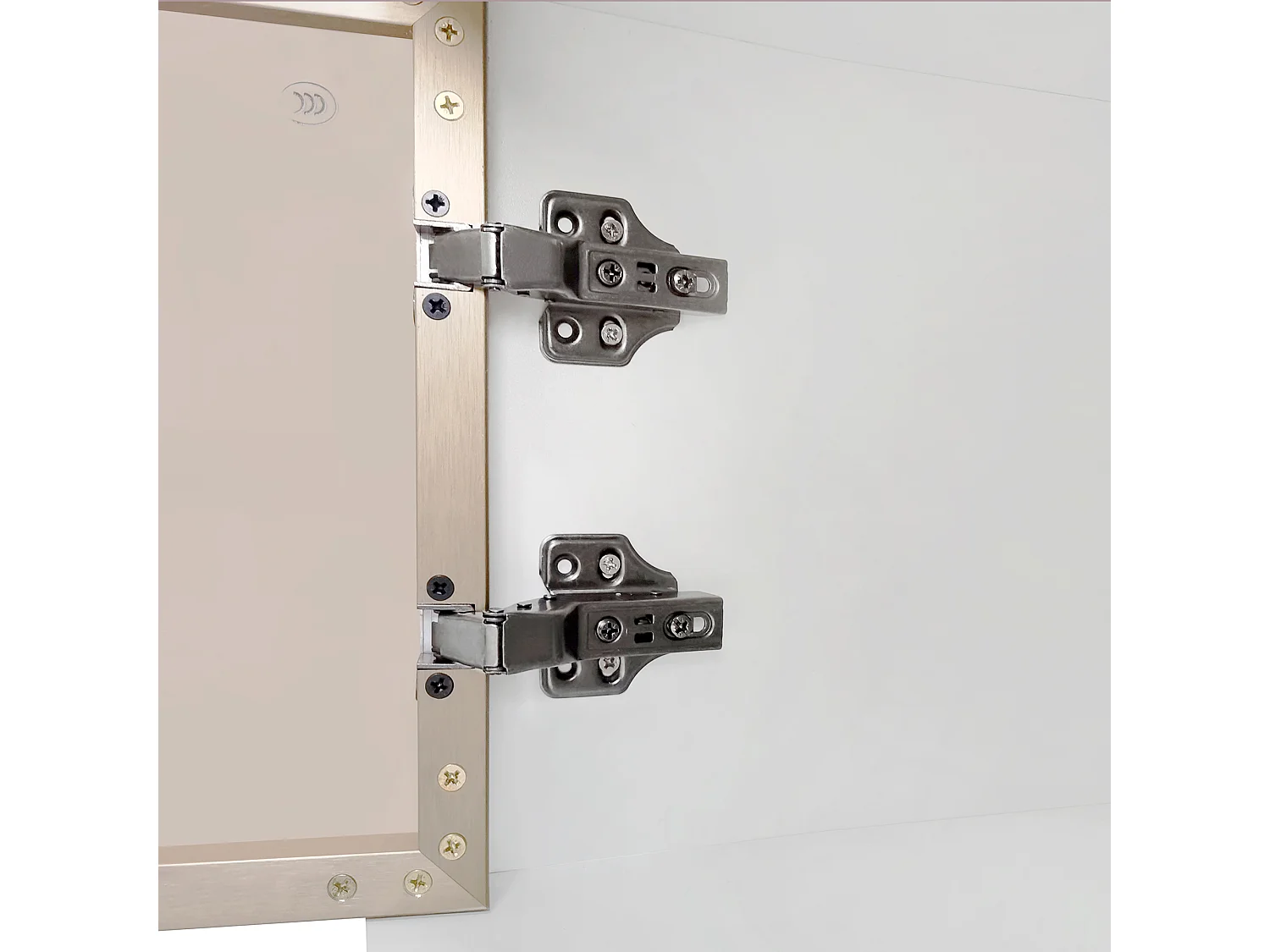 Tavolino scandinavo - 2 cassetti e 2 ante - LED integrato - impiallacciatura con motivo marmo - Bianco