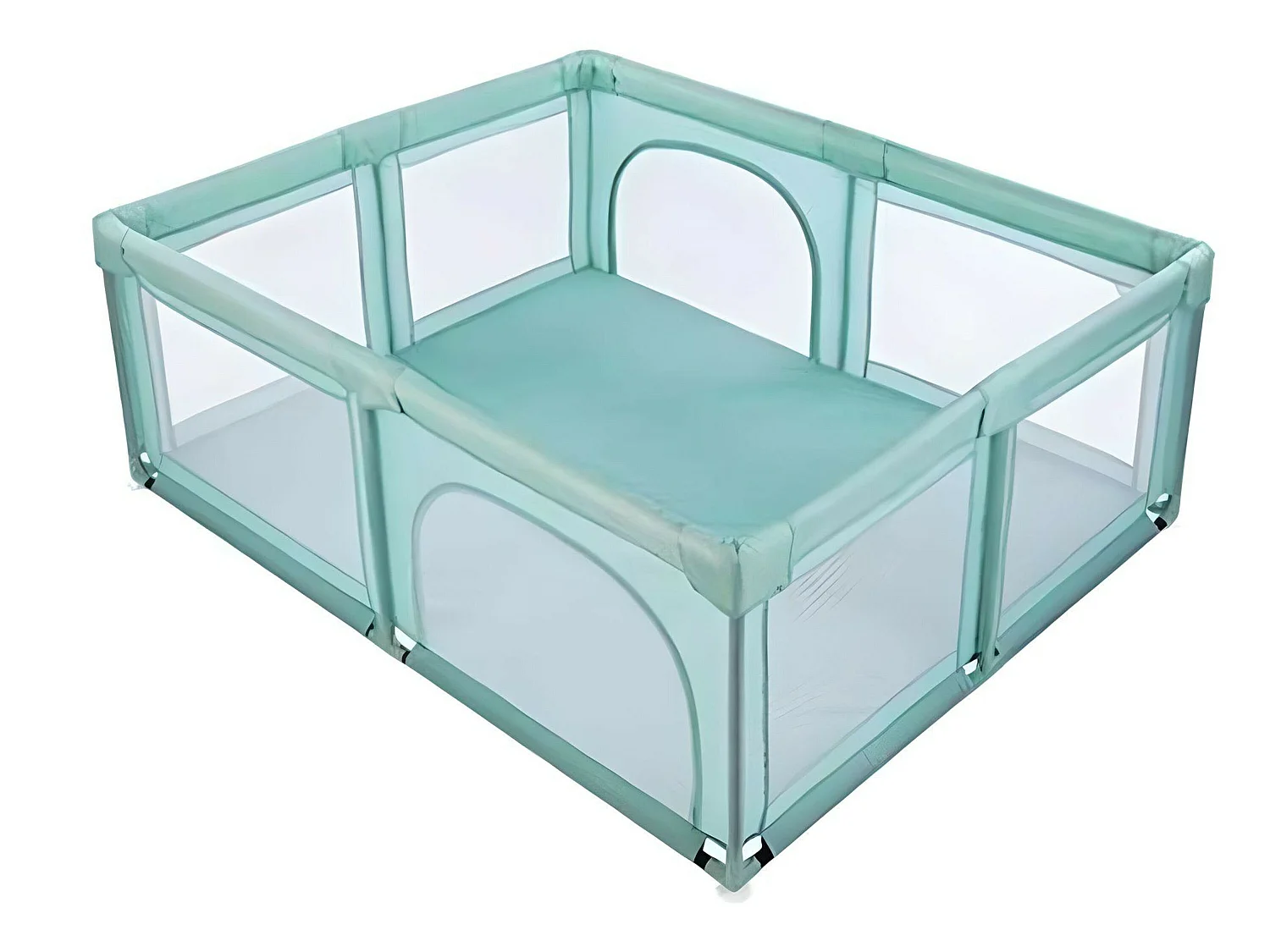 Mini parc de jeux 160x160 cm vert pour bébé avec double entrée