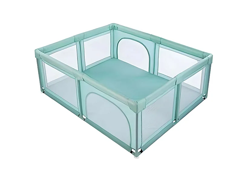 Mini parc de jeux 120x120 cm vert pour bébé avec double entrée