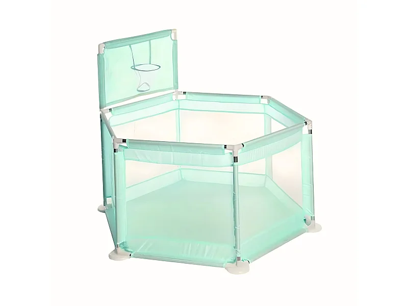 Mini parc de jeux diamètre 150 cm vert pour bébé avec panier de basket