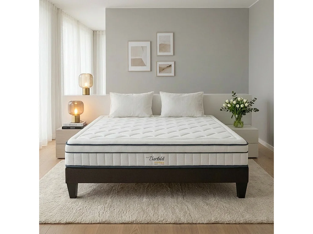 BELLECOUR LITERIE | Matelas BARTOLDI 160x200 cm | Ressorts ensachés & Mémoire de forme