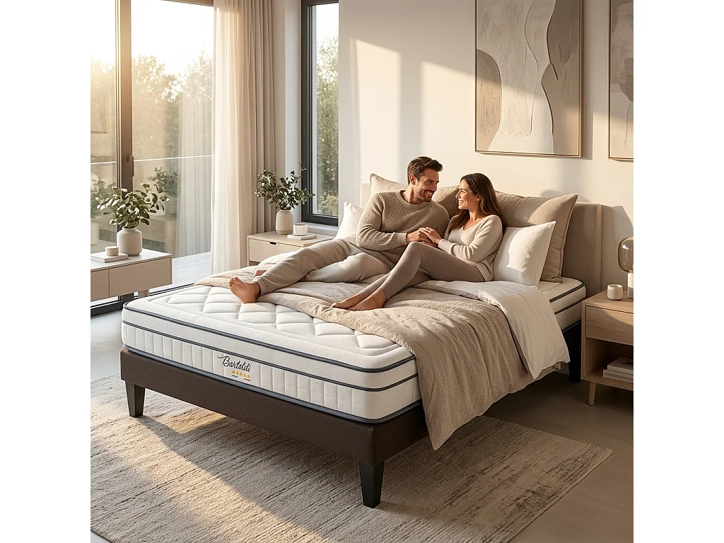 BELLECOUR LITERIE | Matelas BARTOLDI 90x190 cm | Ressorts ensachés & Mémoire de forme