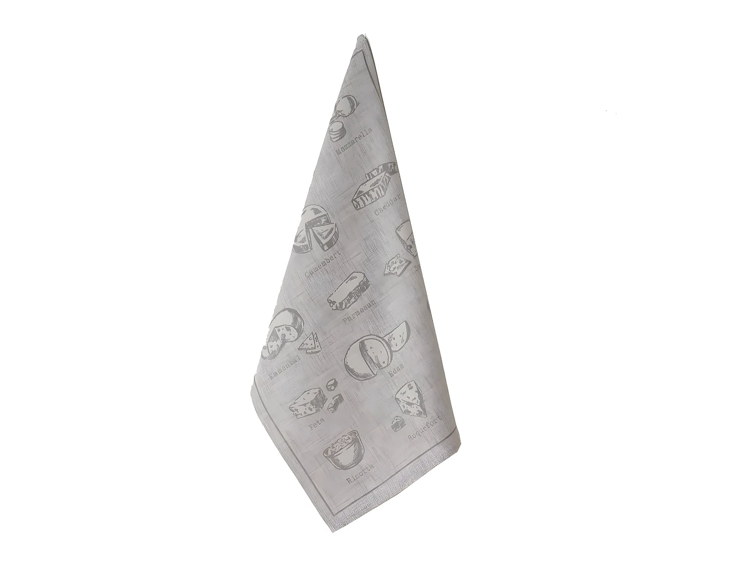 Torchon Gris imprimé Fromages 50 x 70 cm