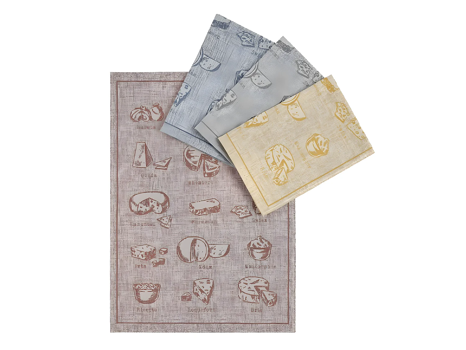 Torchon rouge imprimé Fromages 50 x 70 cm