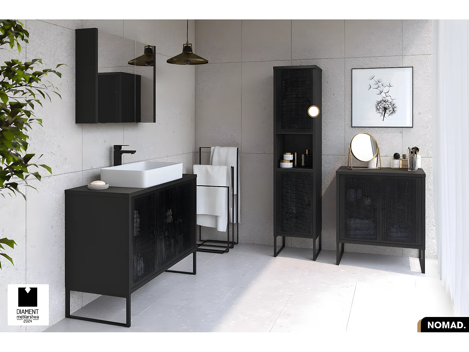 Colonne de salle de bain | NOMAD | NOIR | 30 x 170 x 38 cm