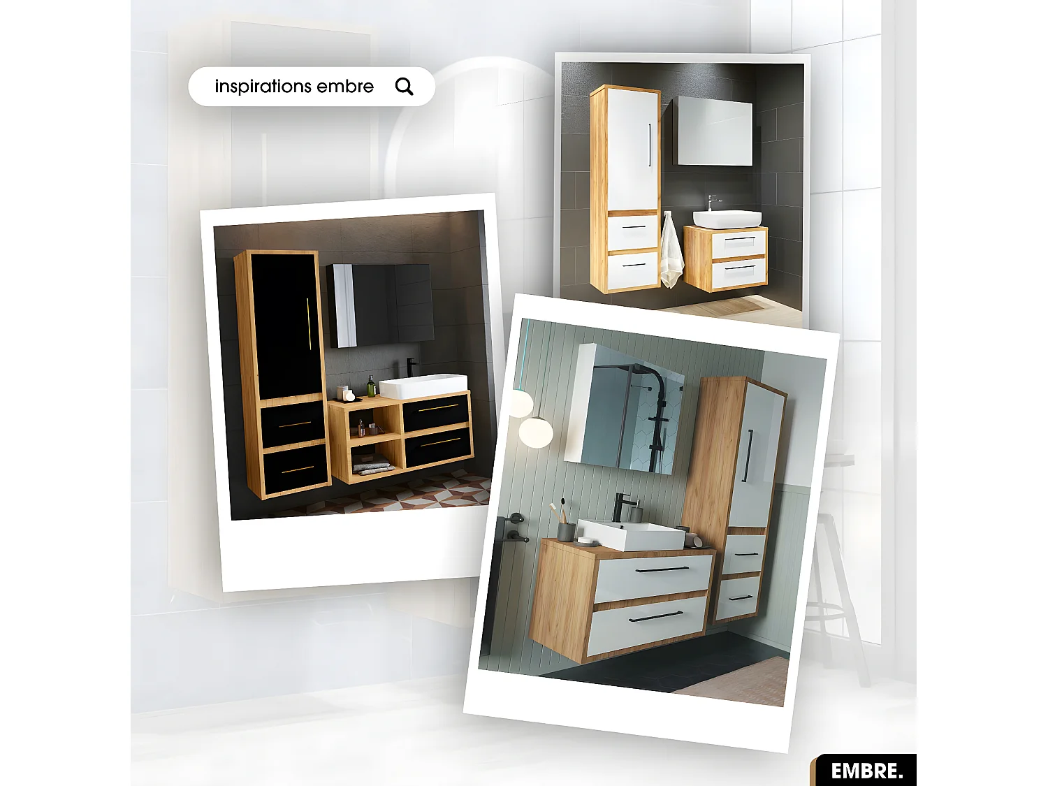 Colonne de salle de bain | EMBRE | Blanc | 46 x 154 x 38 cm