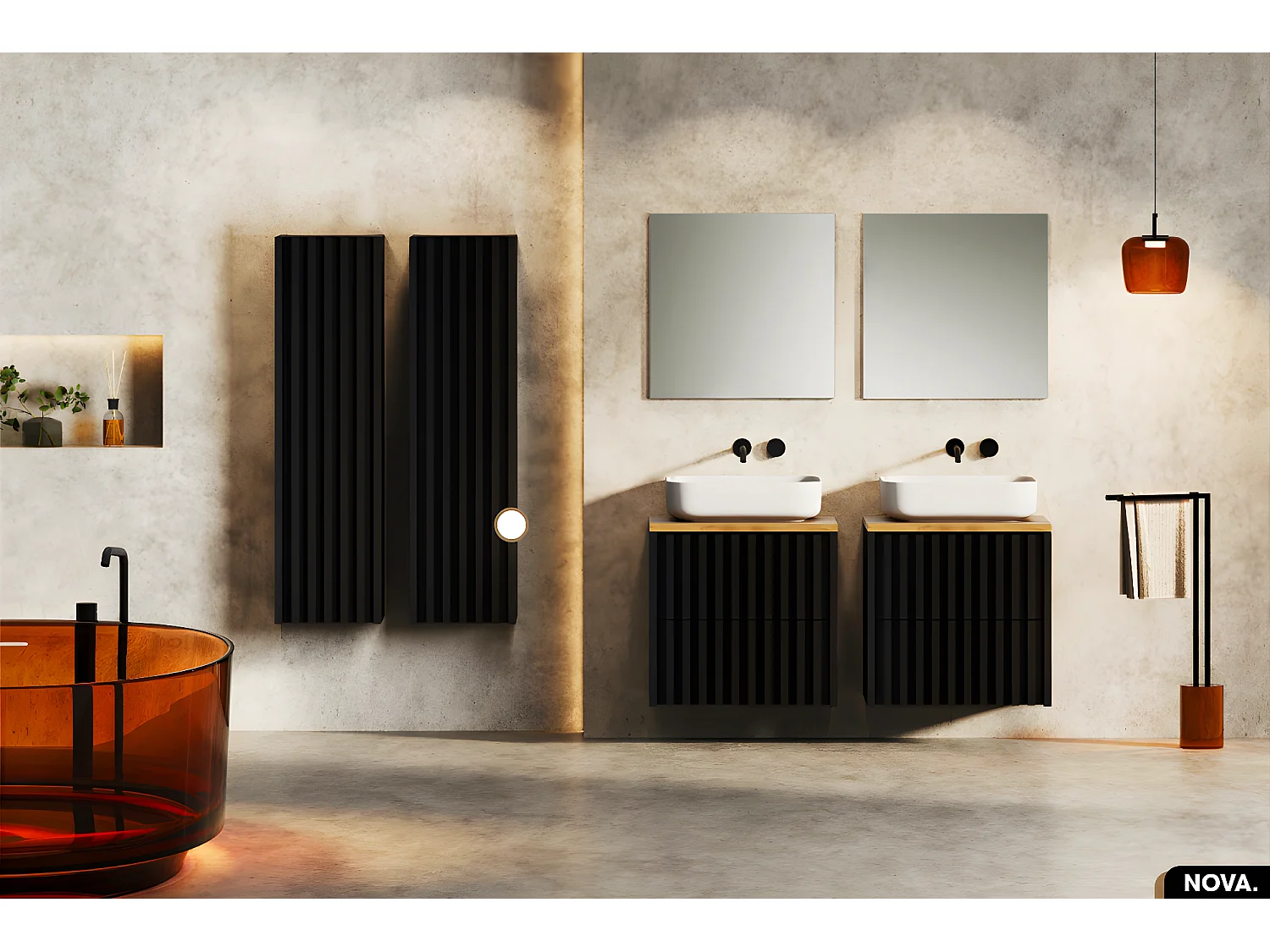 Colonne de salle de bain | NOVA | NOIR | 34 x 125 x 36 cm