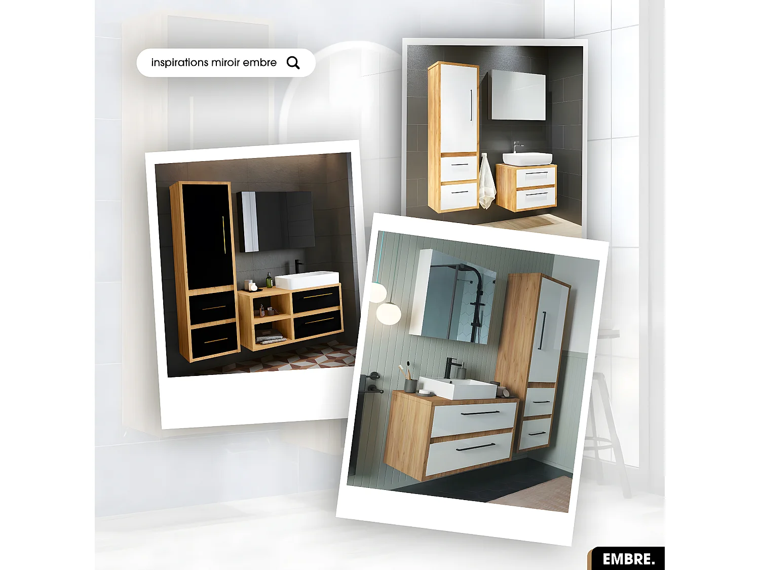 Amoire/Miroir de salle de bain - avec LED | EMBRE | 60 x 60 x 25 cm