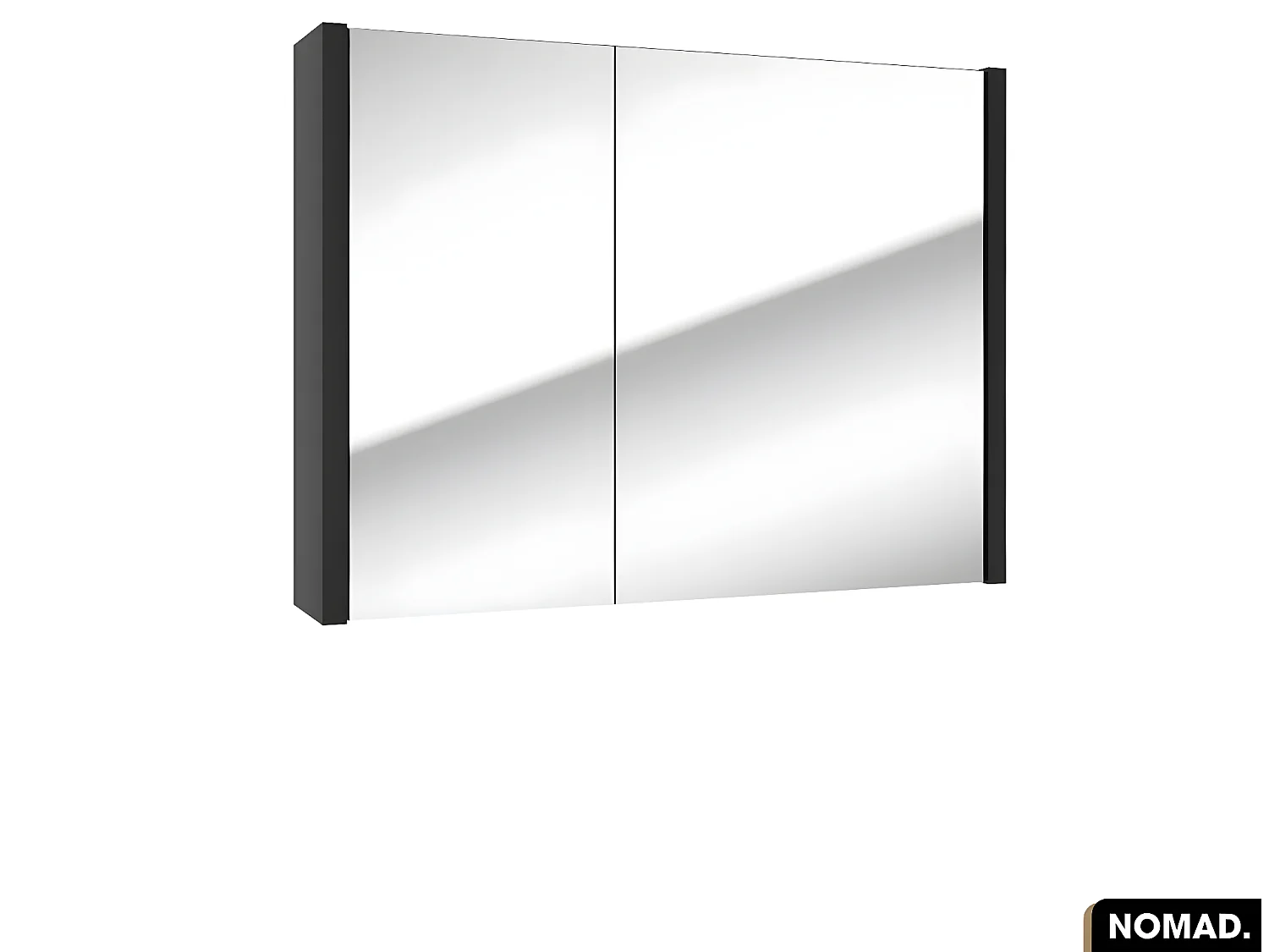 Amoire/Miroir de salle de bain | NOMAD | NOIR | 80 x 60 x 15 cm