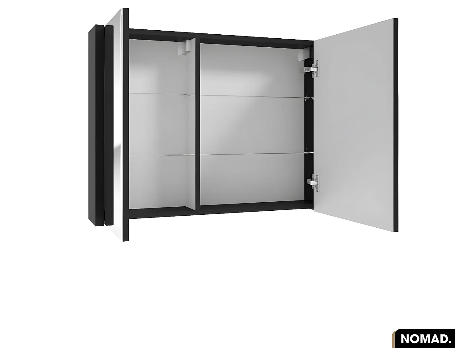 Amoire/Miroir de salle de bain | NOMAD | NOIR | 80 x 60 x 15 cm