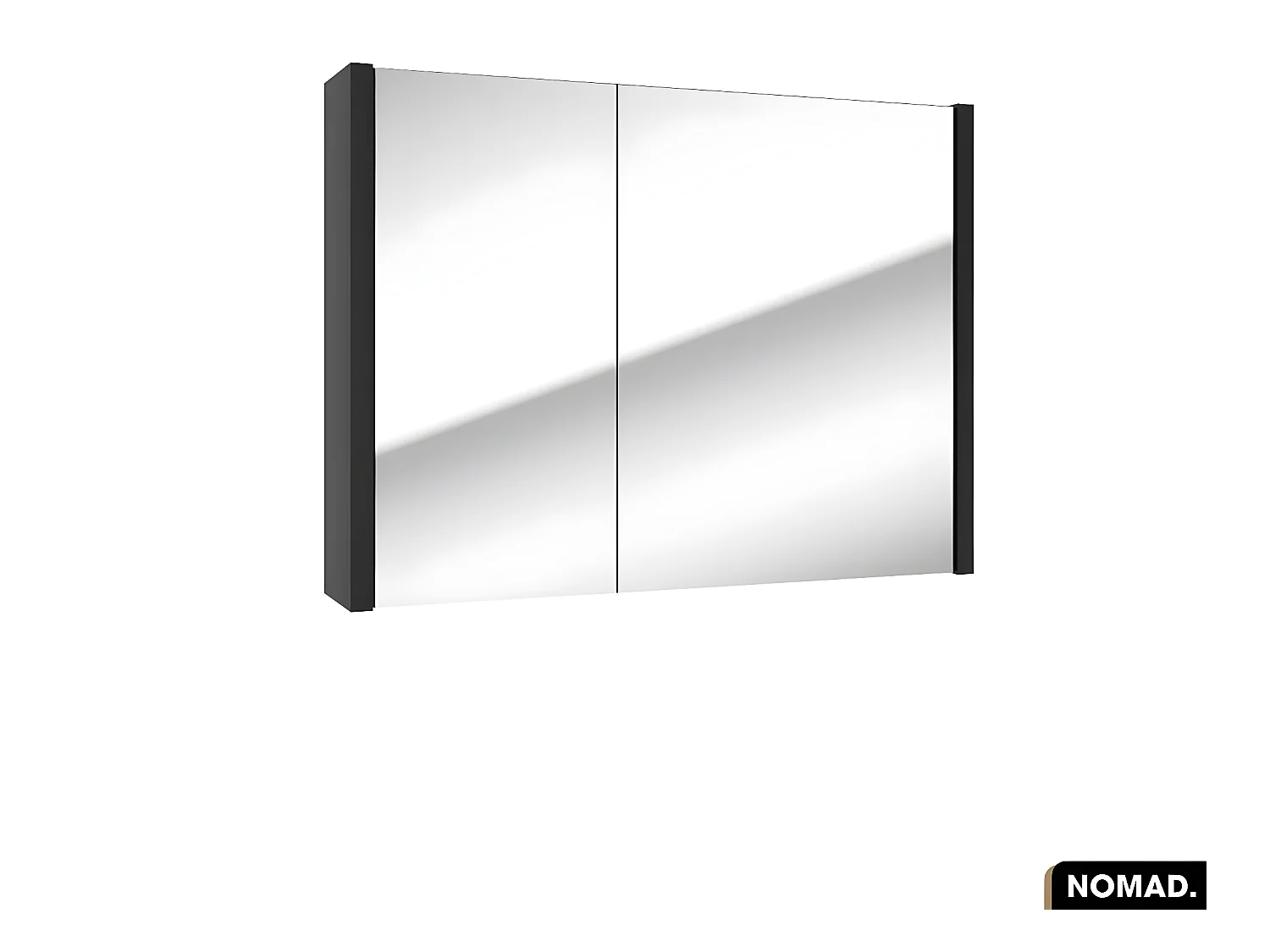 Amoire/Miroir de salle de bain | NOMAD | NOIR | 80 x 60 x 15 cm