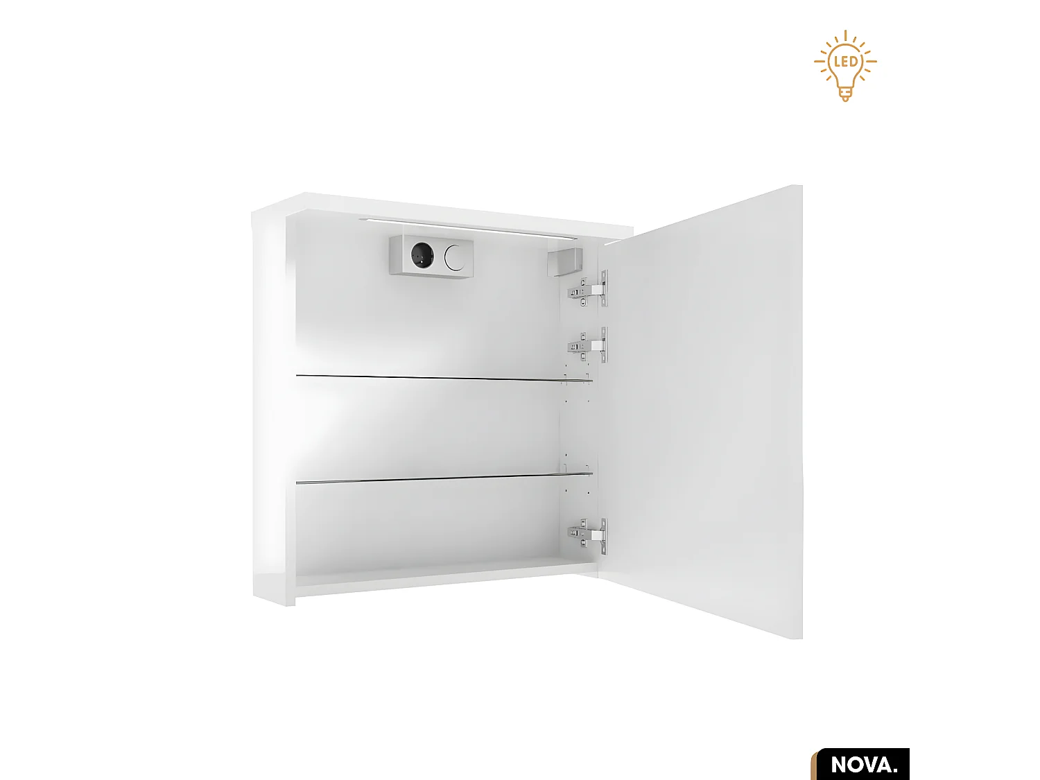 Armoire/Miroir de salle de bain | NOVA | Noir | 60 x 60 x 15 cm