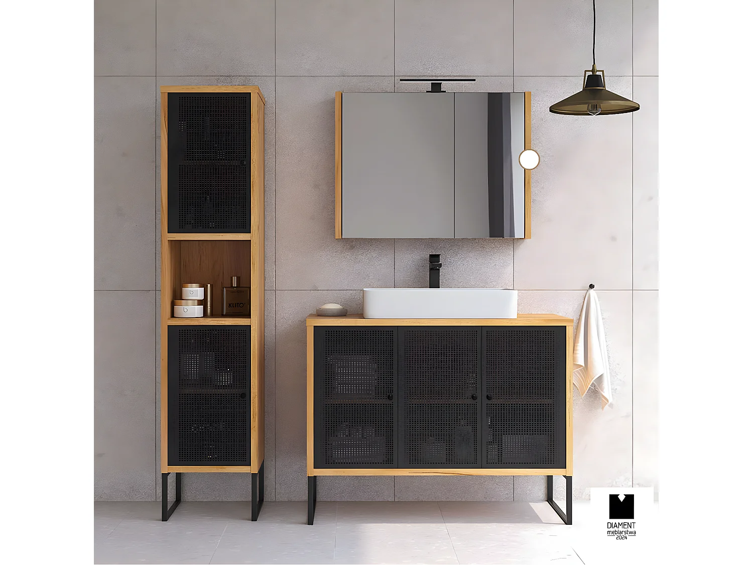 Amoire/Miroir de salle de bain | NOMAD | OAK | 80 x 60 x 15 cm